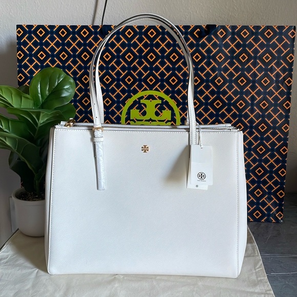 Tory Burch Handbags - New , tory burch Emerson large double sip tote shoulder bag 134837 ivory